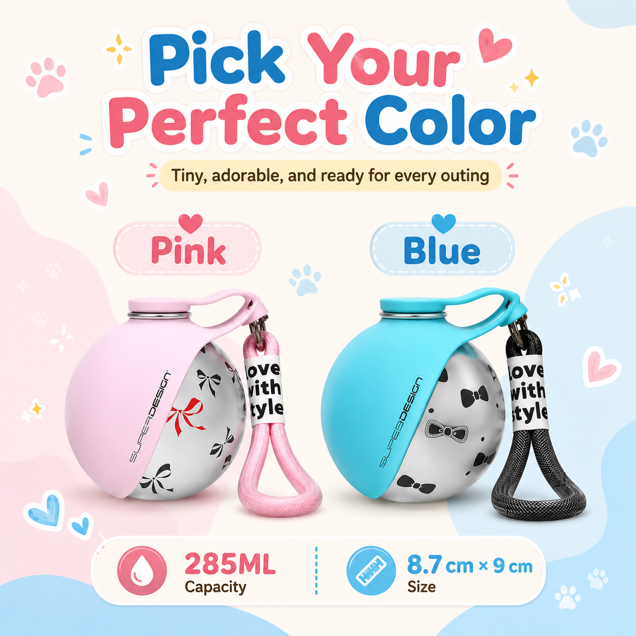 Luna & Paws™ Premium Stainless Steel Travel Bottle