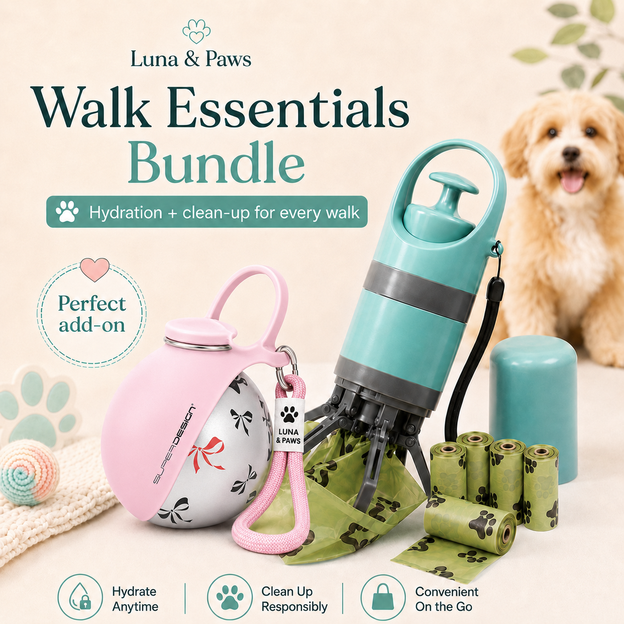 Luna & Paws™ Premium Stainless Steel Travel Bottle